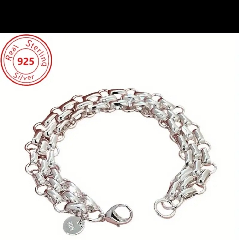 Chunky Sterling Silver Chain Link Bracelet - Picture 2 of 6